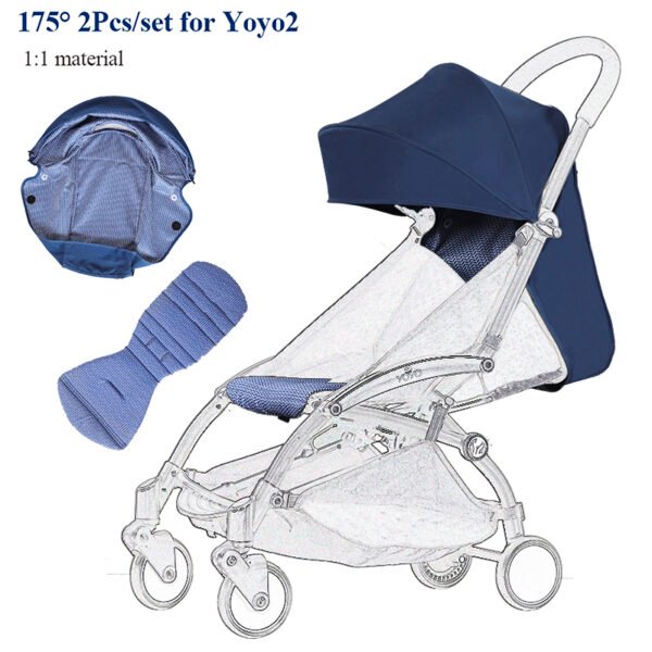 175°Stroller Accessories Hood&Mattress Set For Babyzen Yoyo Canopy Cover Seat Cushion Fit Yoya Pram Sunshade Original Fabric