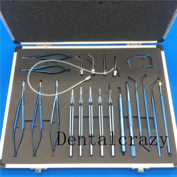 21pcs Ophthalmic Cataract & Intraocular Set Surgical Instrument Eye Micro Surgery Tools