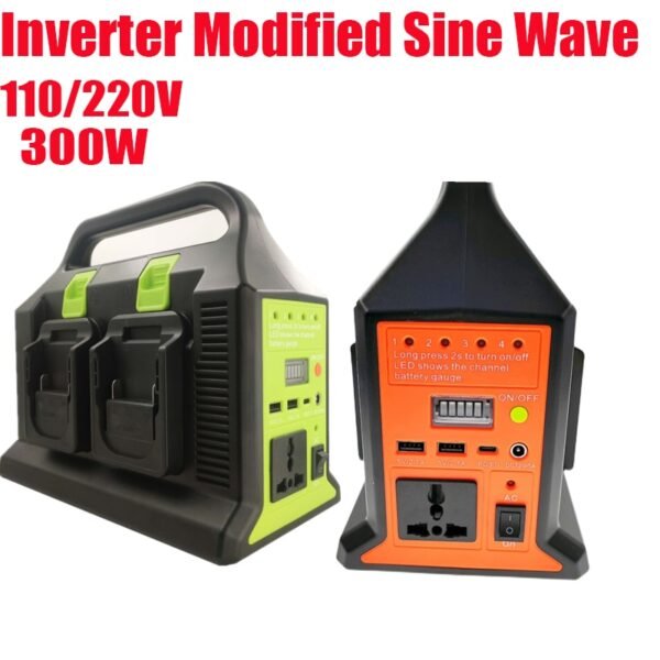 300W4 Dual Sine Wave Inverter For Makita /Milwaukee 18v Battery To AC 110V/220V USB PD3.0 Tpye-C Power Bank Converter with Light