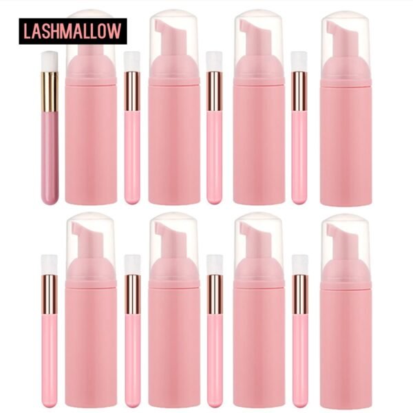 8 Set Eyelash Cleansing Mousse Shampoo 60ml Foam Cleanser with Brush for Lashes Extension Empty Logo Lash Accessories Wholesale
