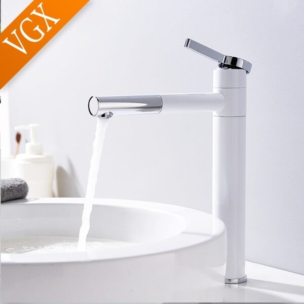 VGX Bathroom Faucets High Basin Mixer Sink Tall Faucet Gourmet Washbasin Taps Water Tap Hot Cold 360 Tapware Crane Brass Black