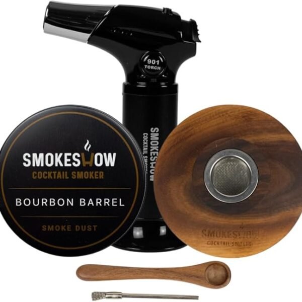 Smokeshow Cocktail Smoker Bundle with Kitchen Torch, Six Flavors of Wood Chips, Apple, Hickory, Maple, Mesquite, Cherry and Bourbon Soaked Oak. (No Butane Included)