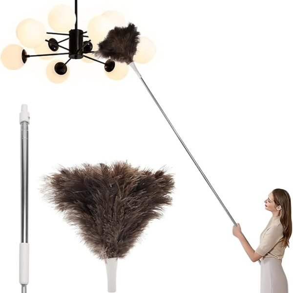 Ostrich Feather Duster Pole 28 to 72 Inch,Extendable Feather Duster Used for Home Cleaning Ceilings Furniture Fans